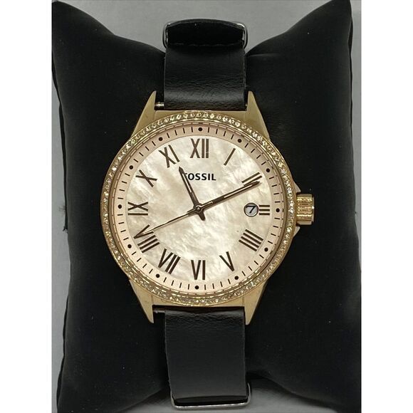 Fossil Blythe BQ3210 Women's Black Leather Analog Dial Quartz Wrist Watch LB301 - Picture 3 of 12